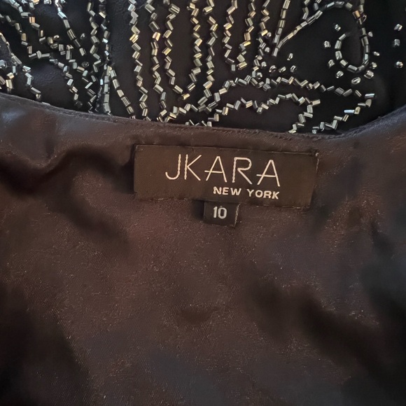 ✅J Kara Navy and Silver Embellished Beaded Maxi A lined gown - Picture 4 of 6